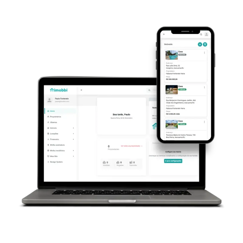 Dashboard do Sistema Imobbi - Interface principal da plataforma